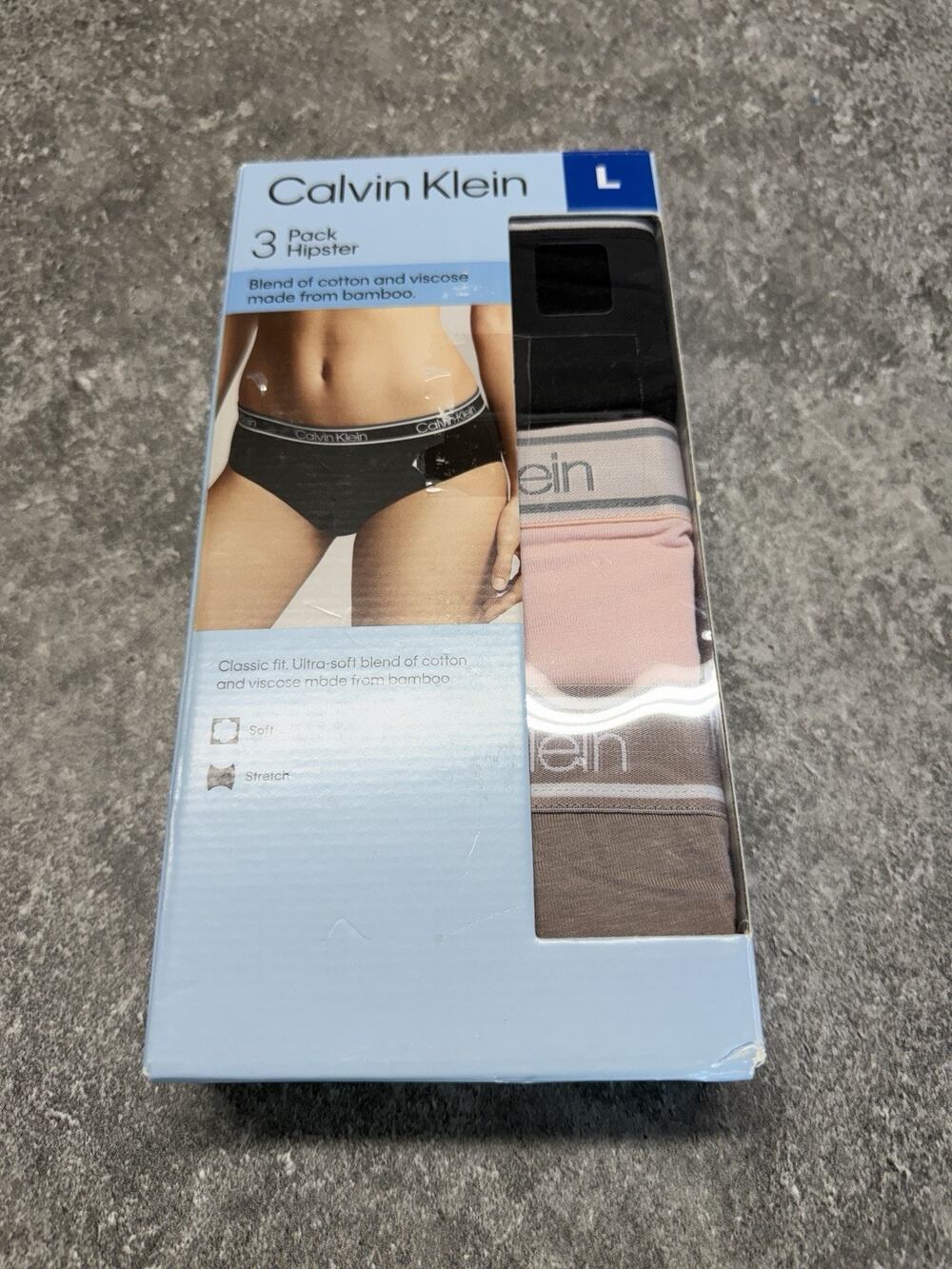 NWT Calvin Klein Women's Hipster Underwear, Large, 3-pack